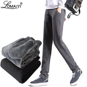 LOMAIYI Plus Size Winter Warm Pants For Women Kore